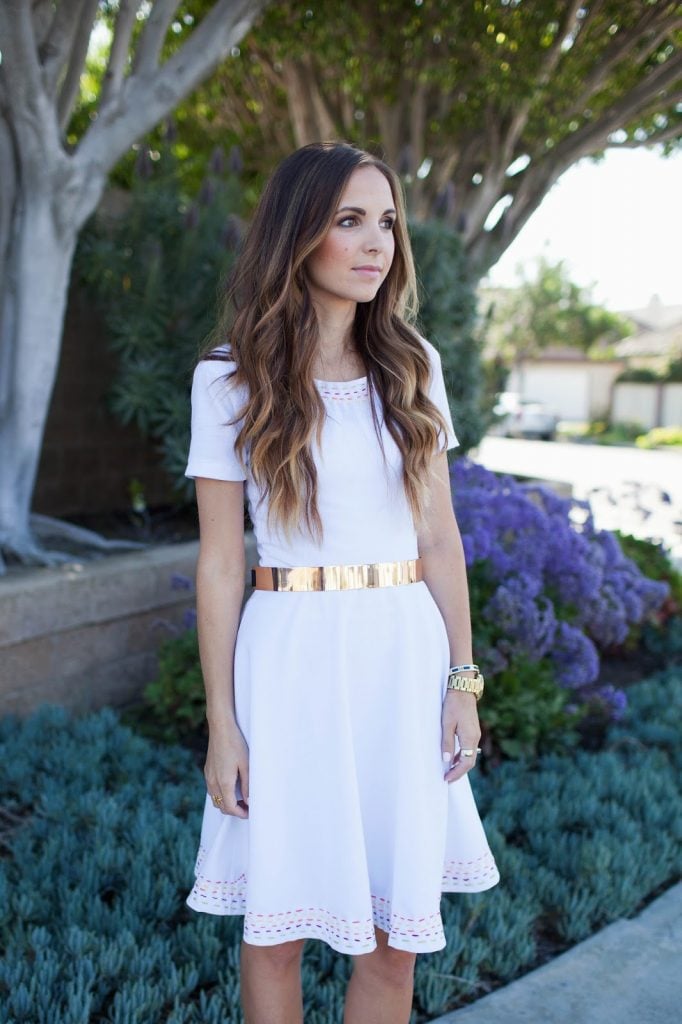 Merrick's Art White Dress Gold Belt