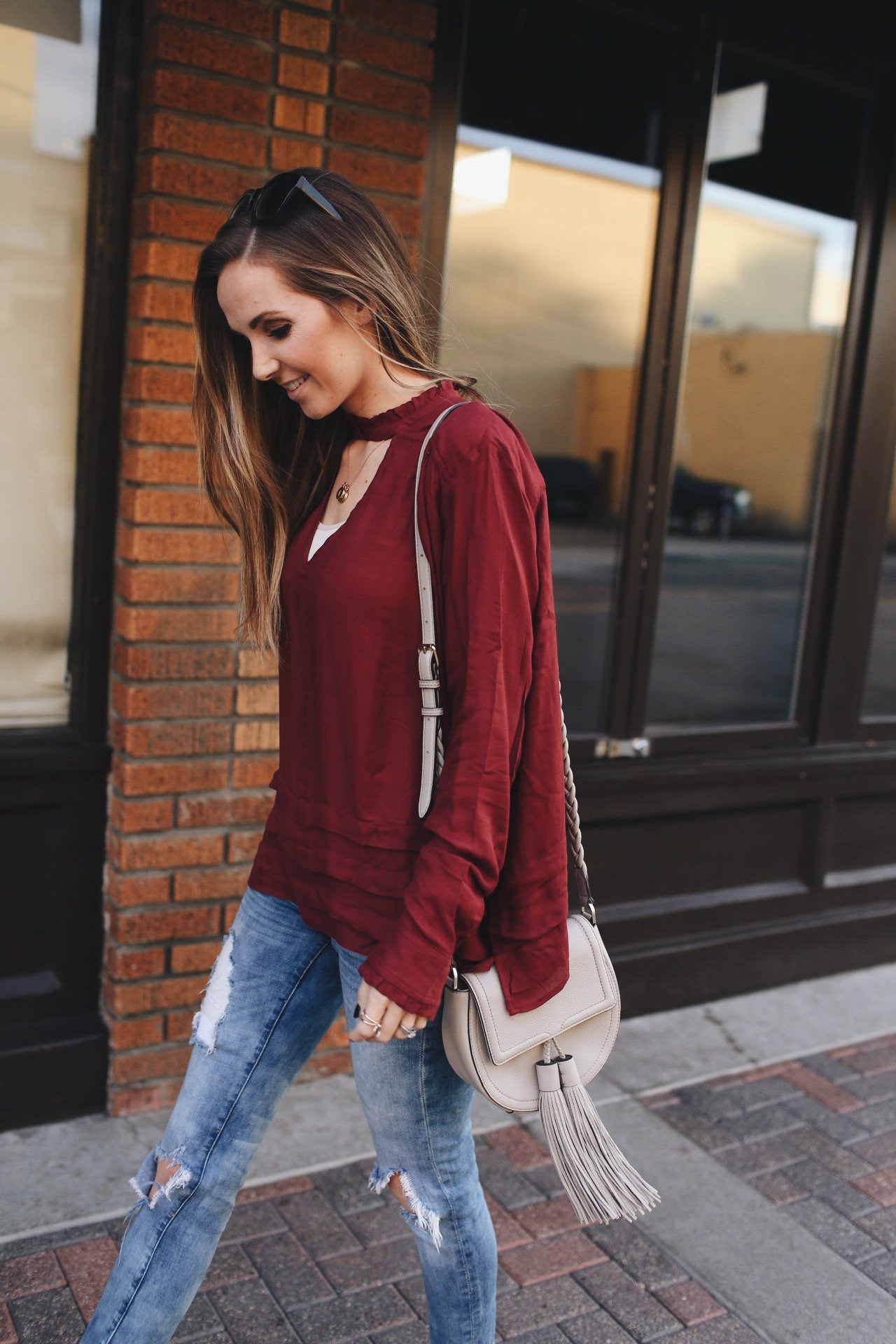 Merrick's Art Burgundy and Fringe Handbag
