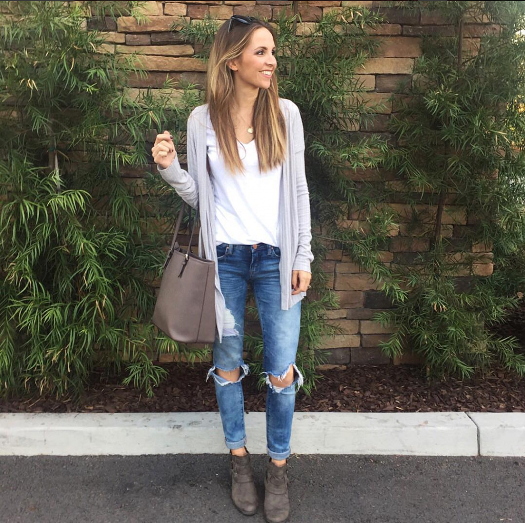 Merrick's Art Cardigan and Boyfriend Jeans