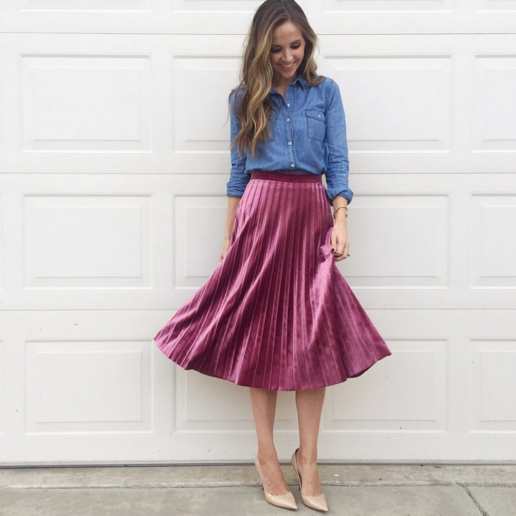 Merrick's Art | Velvet Pleated Midi Skirt