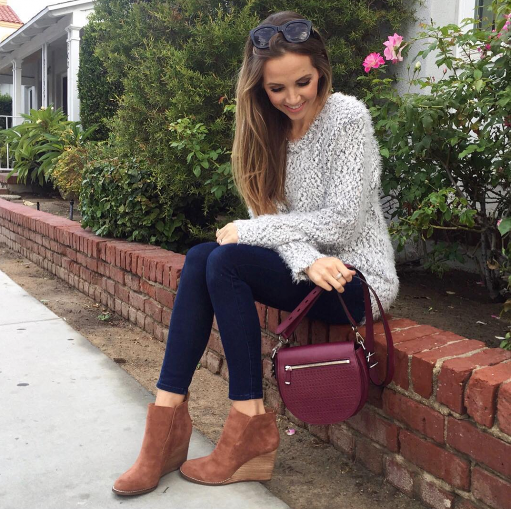 Merrick's Art | Eyelash Cozy Grey Sweater and Ankle Boots