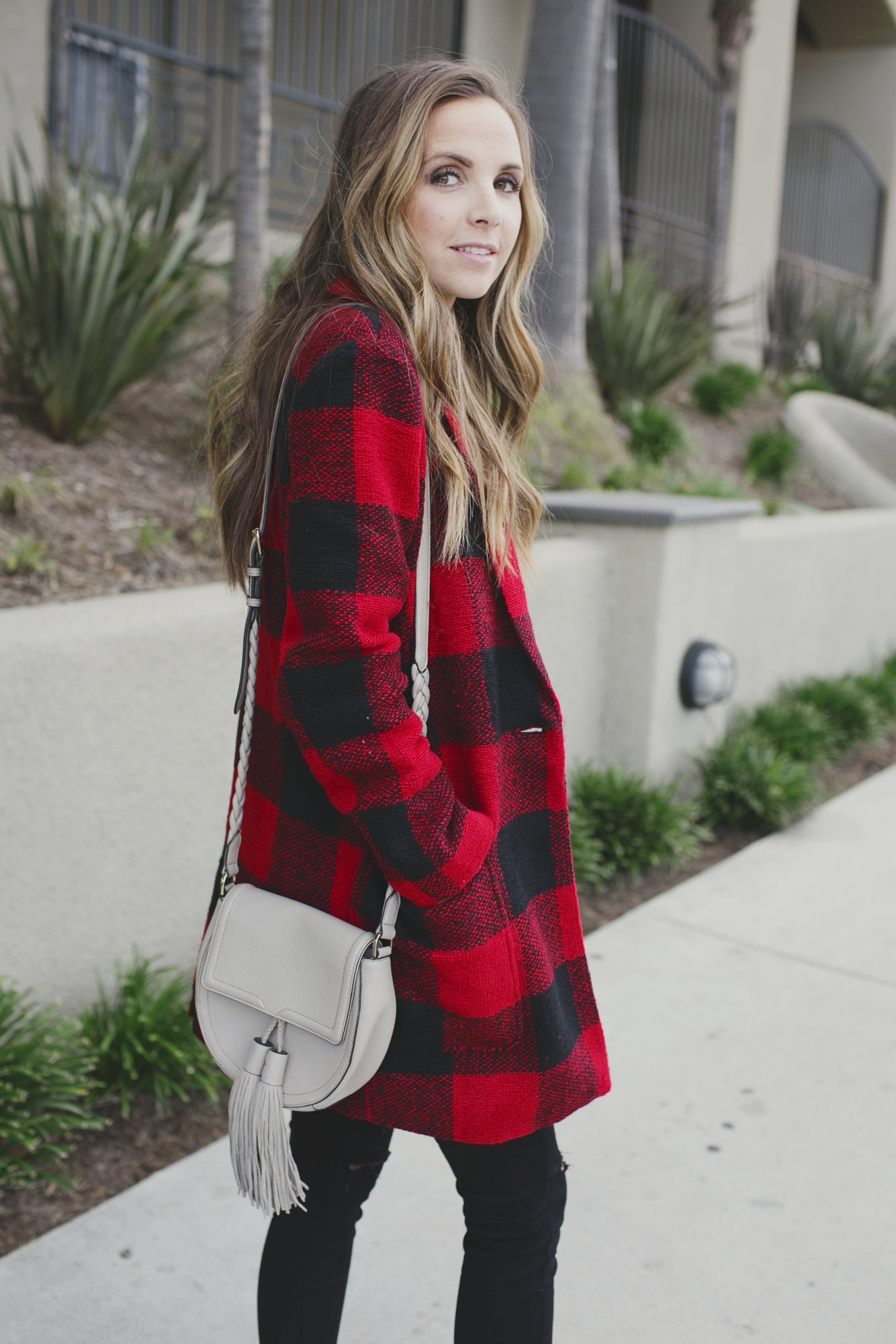 Merrick's Art Buffalo Plaid Coat, Rebecca Minkoff Isobel Bag