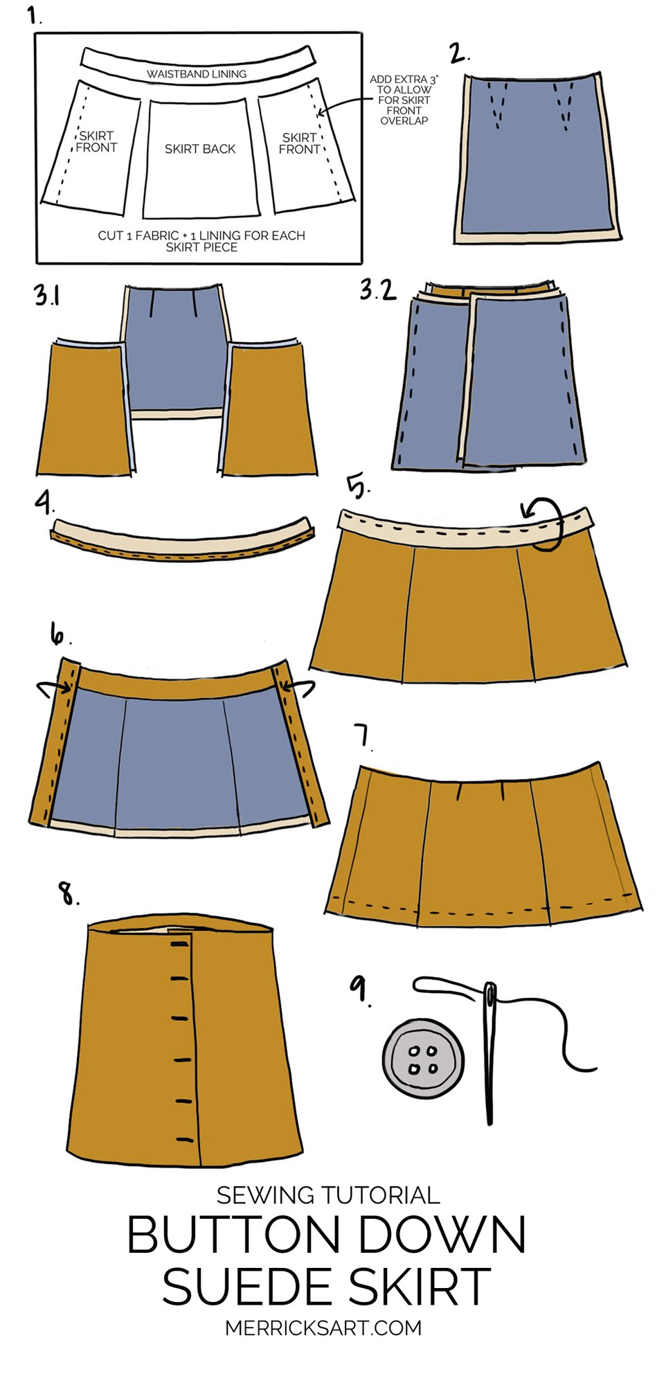 Merrick's Art Suede Button Down Skirt
