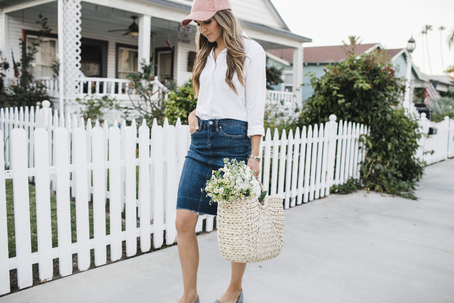 Merrick's Art | Denim Skirt + White Button Down