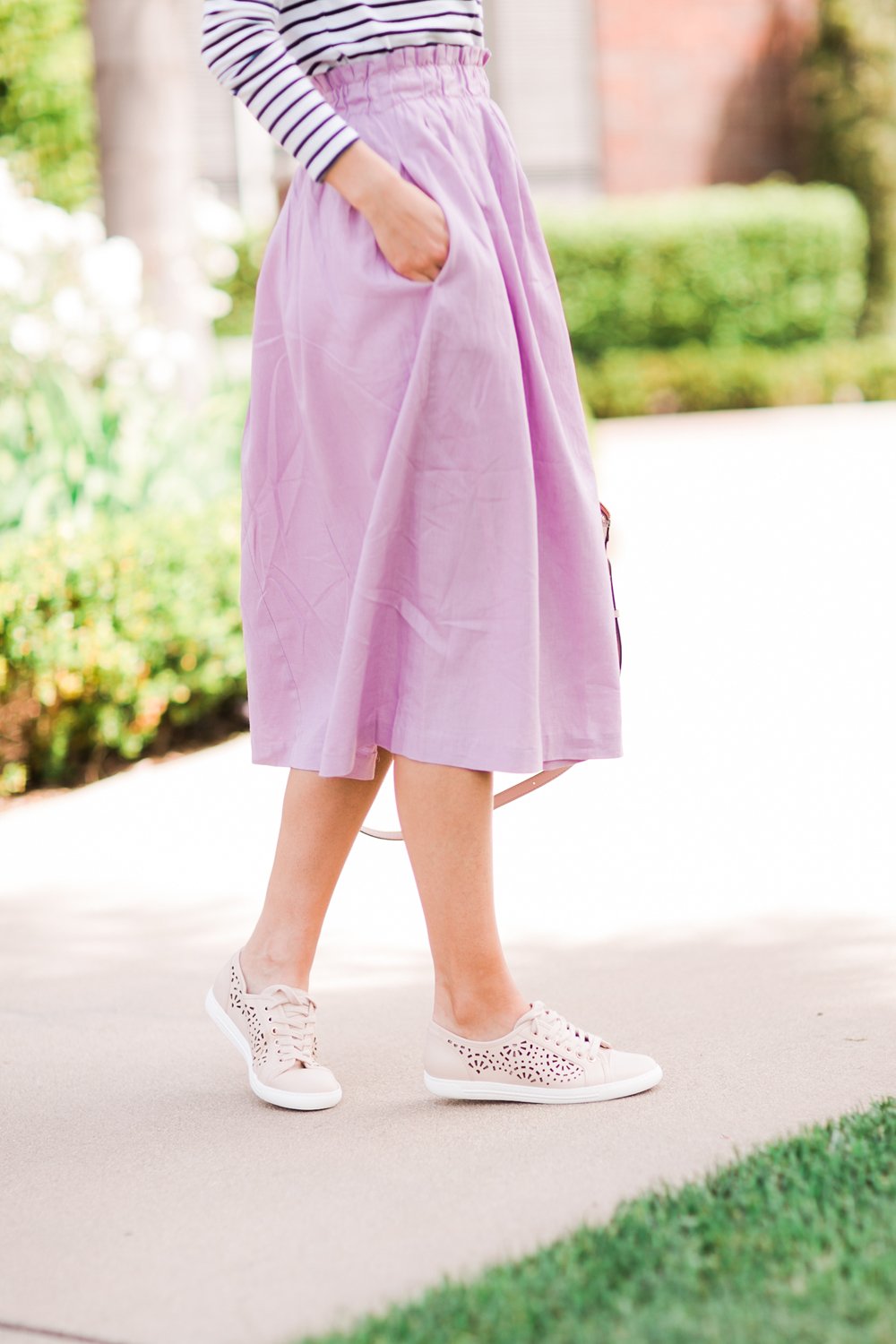 Merrick's Art Lilac Skirt and Blush Sneakers