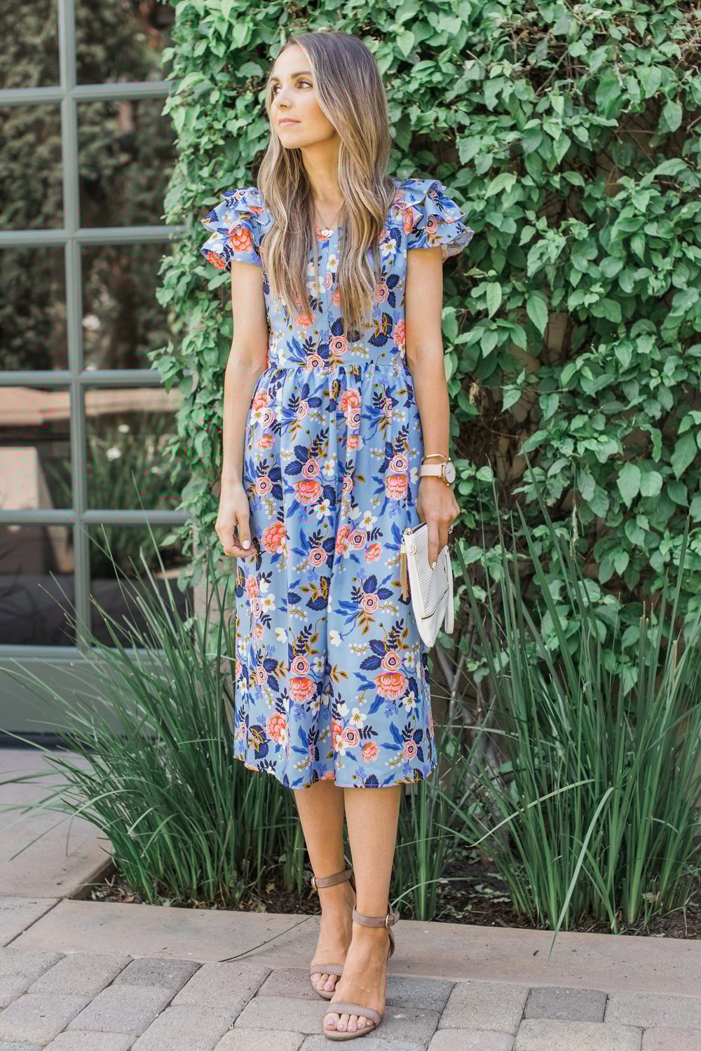 Merrick's Art Tiered Sleeves Midi Dress
