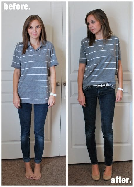 Polo Shirt Refashion - Before and After