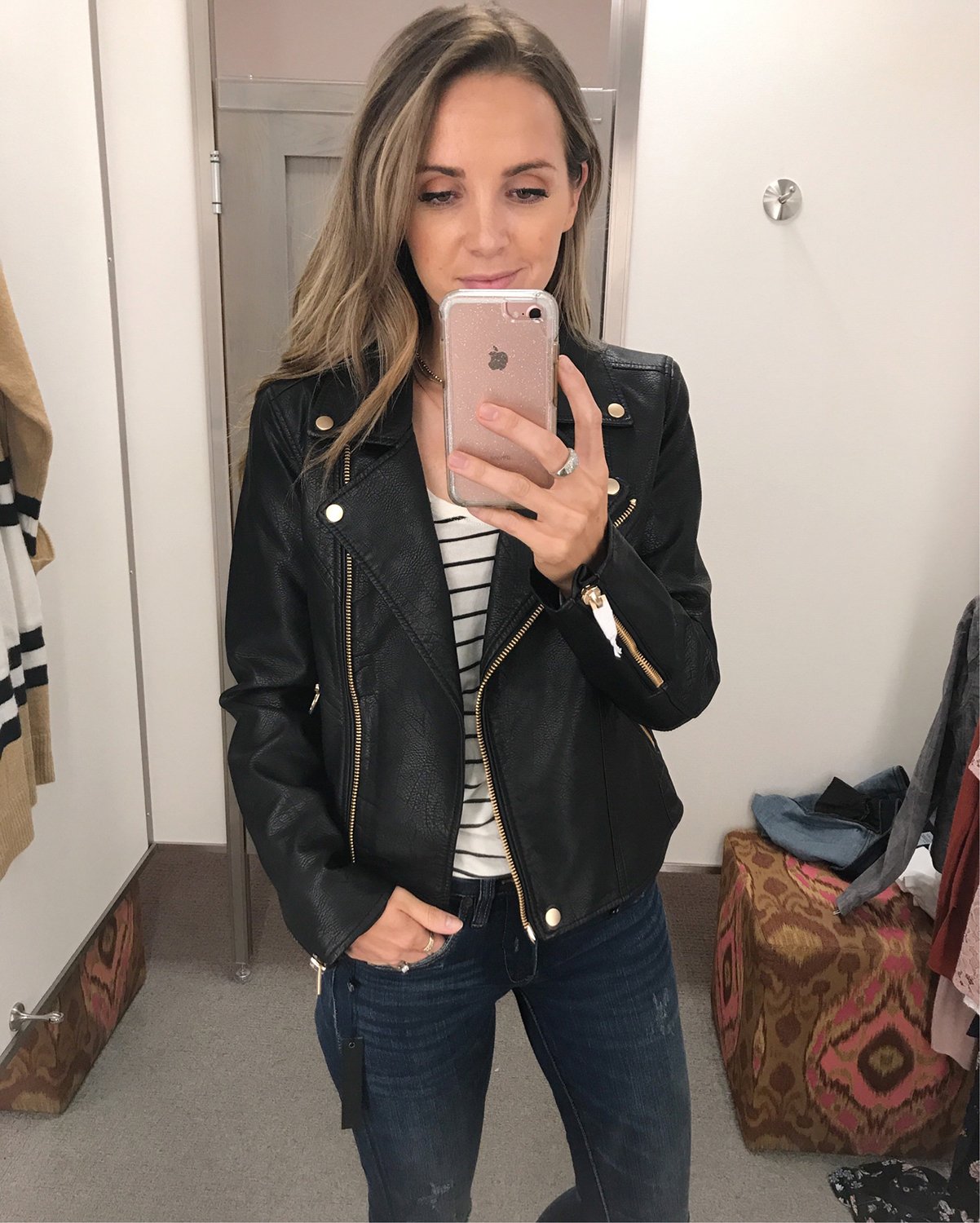 merricksart.com | black leather jacket and gold hardware