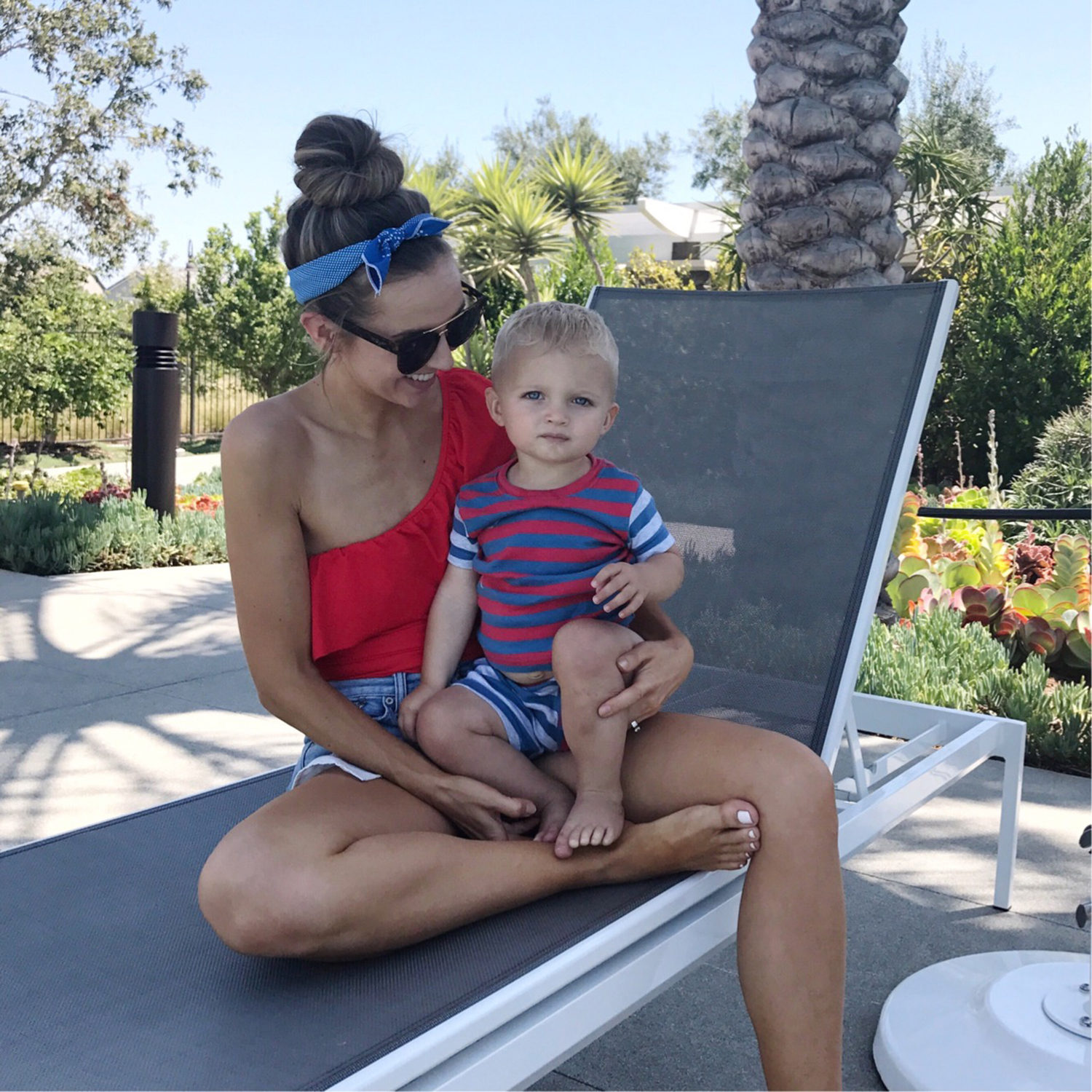 merricksart.com | Red One-Shoulder Swimsuit