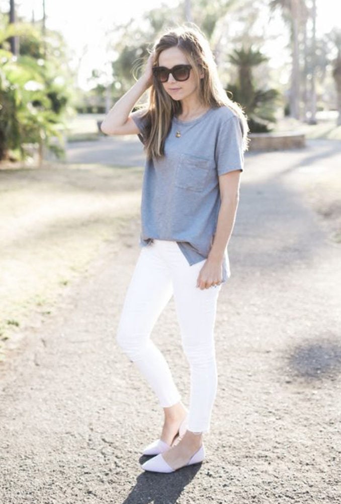 merricksart.com | basic tee and white jeans outfit