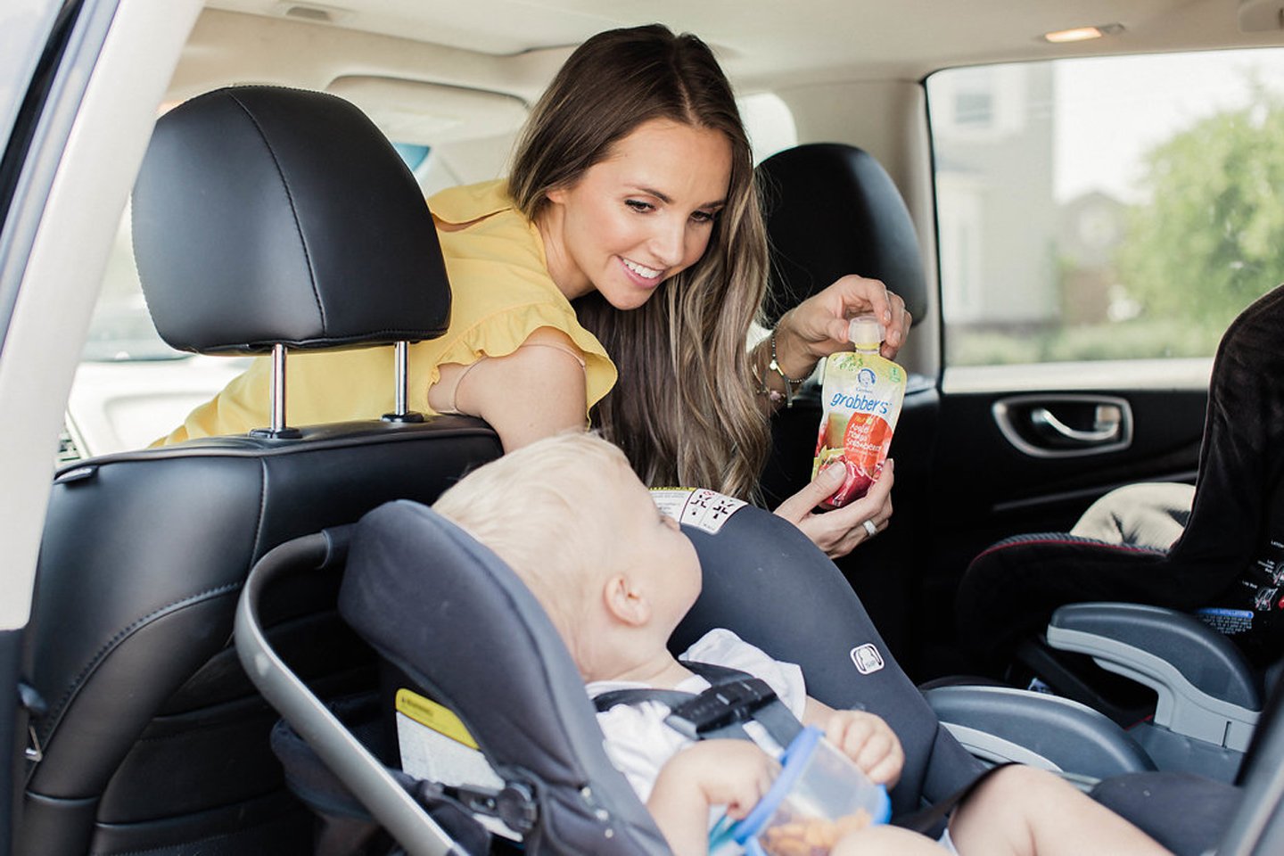 Merricksart.com | Gerber Grabbers with the Smart Flow spout are the best road trip snacks