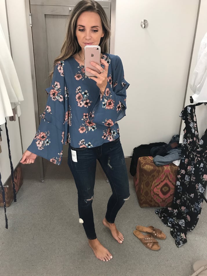 merricksart.com floral bell sleeve top
