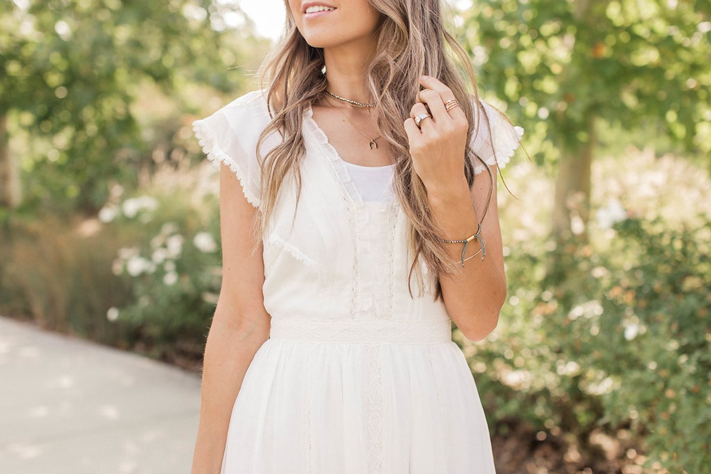 ruffled neckline maxi dress | merricksart.com