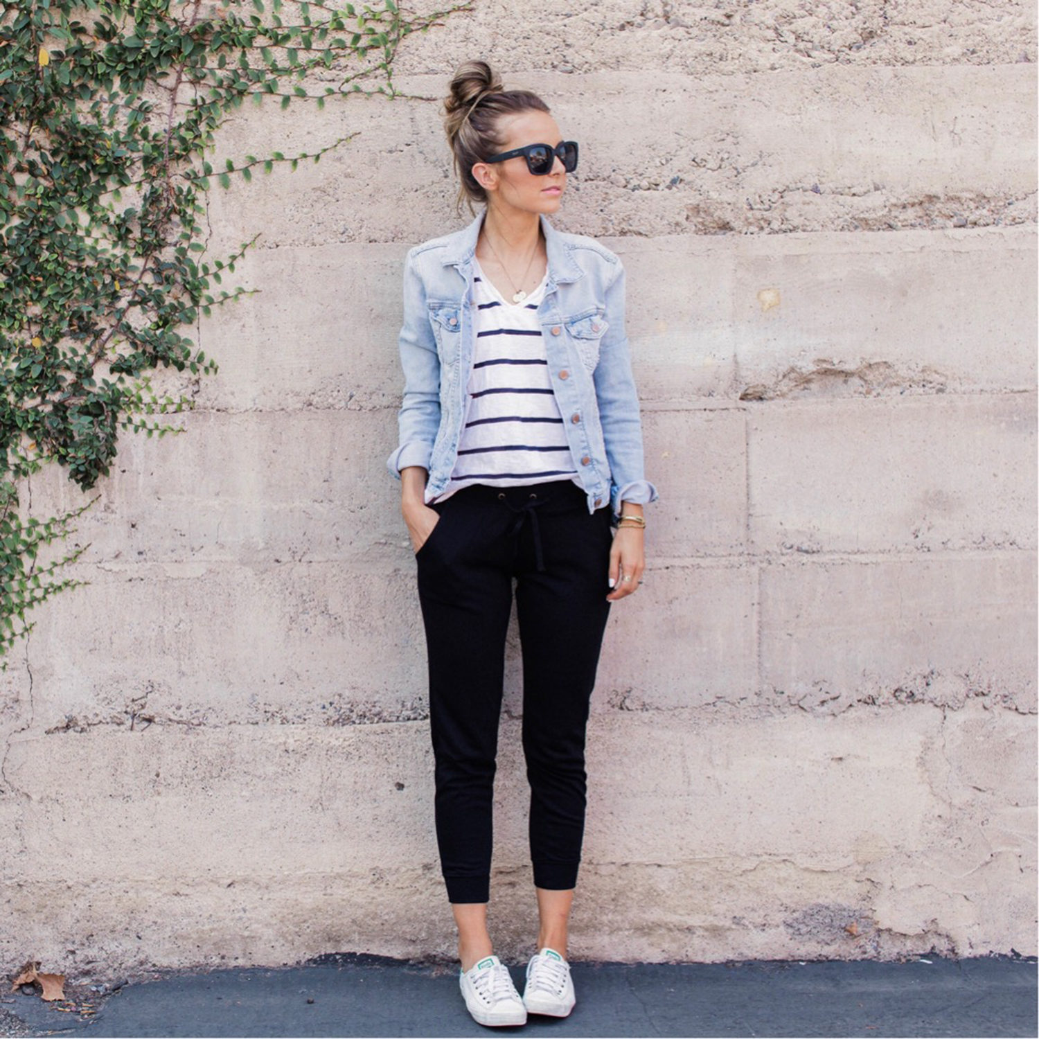 denim jacket and joggers | merricksart.com