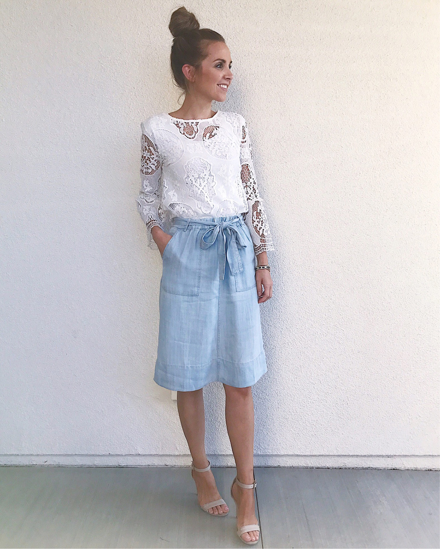 lace top and chambray skirt | merricksart.com