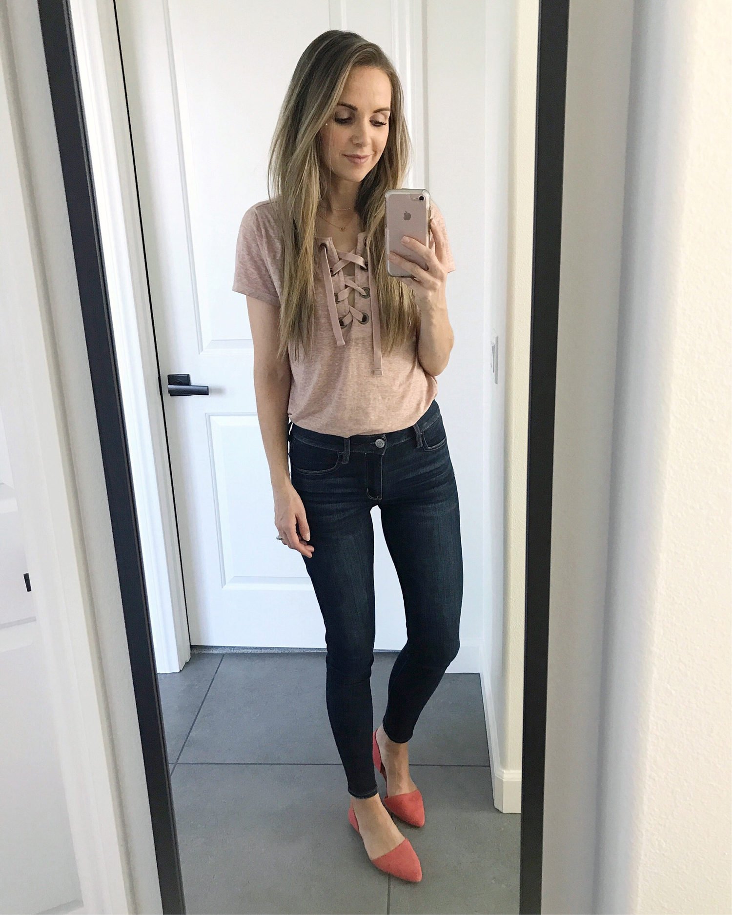 fall jeggings and lace up tee | merricksart.com