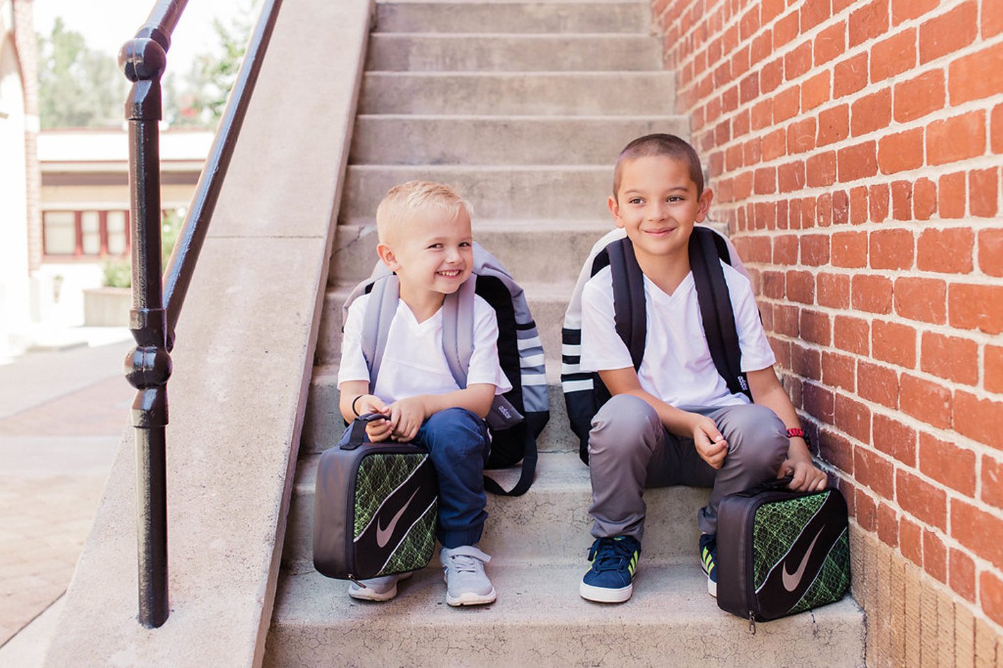 Little Boys ready for school in Adidas and Nike Sneakers