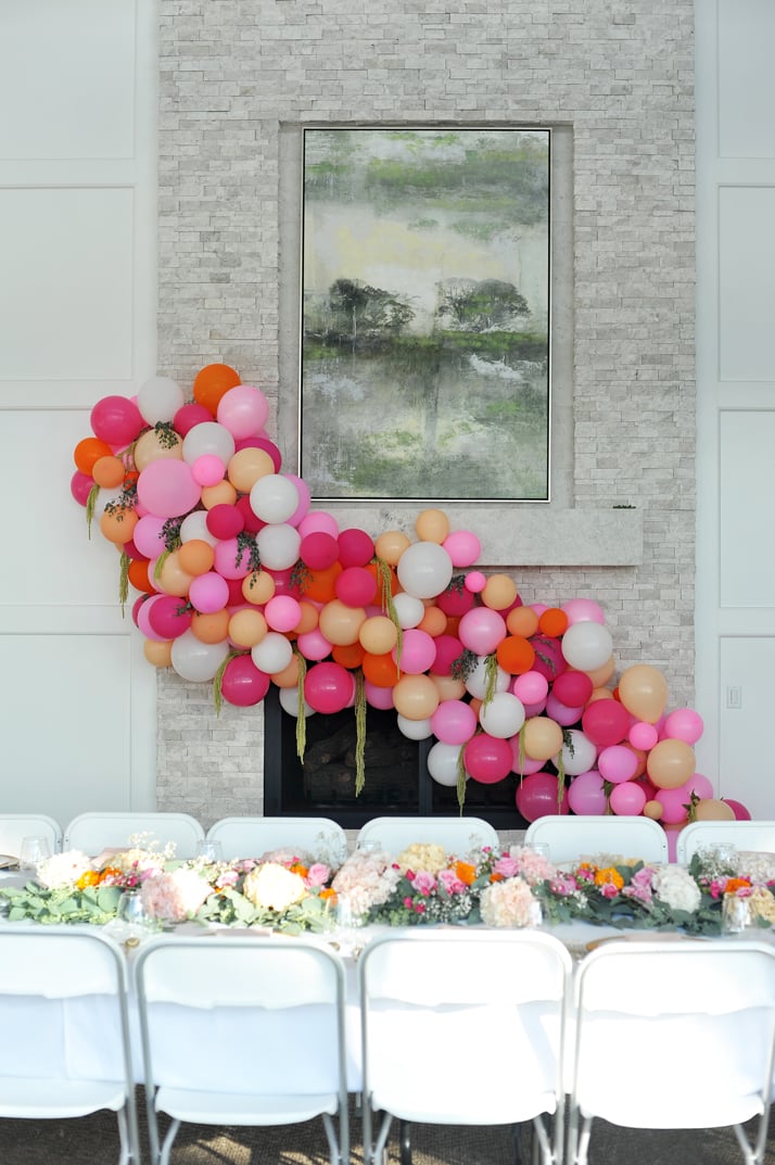 merricksart.com pink and orange balloon arch