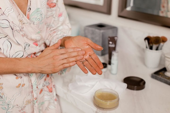 this radiant cleansing balm from colleen rothschild turns from a solid to a liquid and then you apply