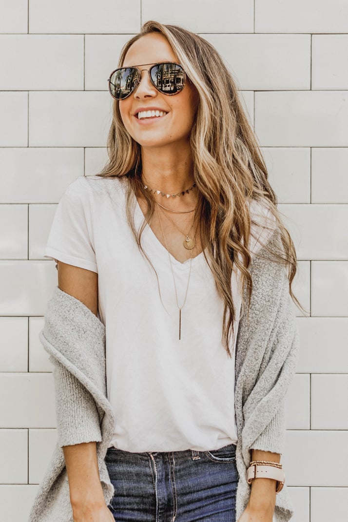 gold layered necklaces to dress up any basic outfit