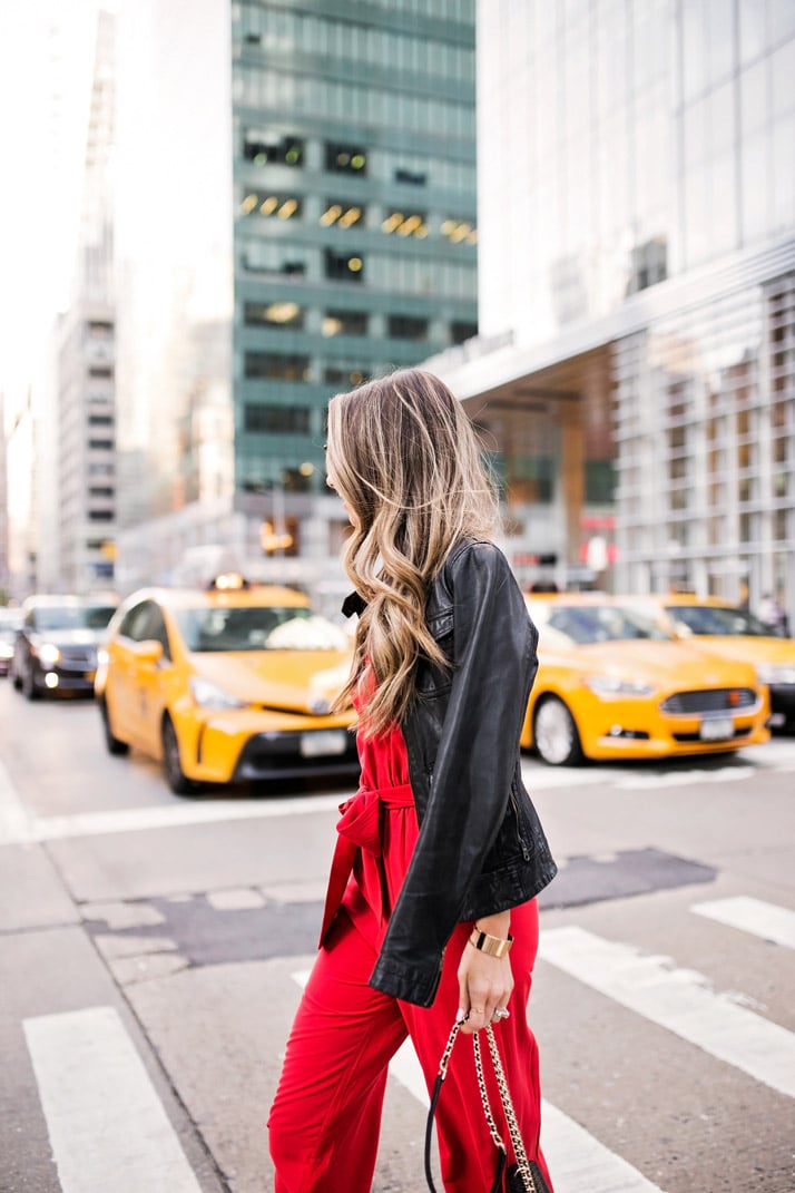 for a chic, effortless look, put your jacket just over your shoulders