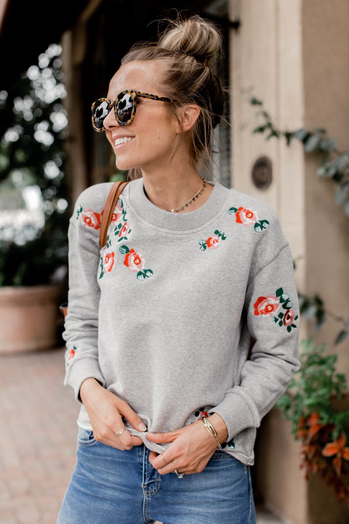 the perfect embroidered sweatshirt for fall