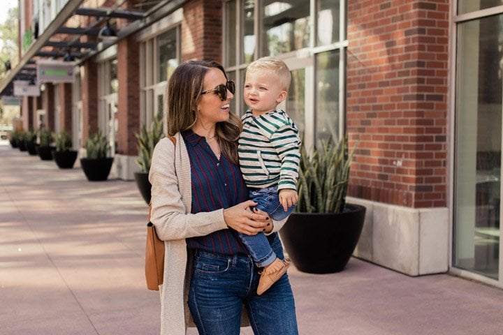 easy mom style and the cutest toddler hoodie that's perfect for layering or not