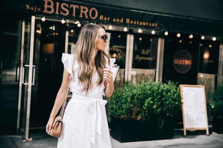 this gorgeous linen ruffle sleeve dress is perfect for summer