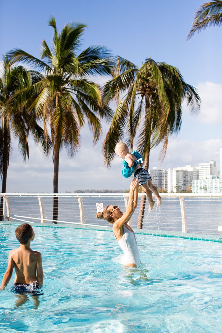 flying baby at the mandarin oriental, miami pool