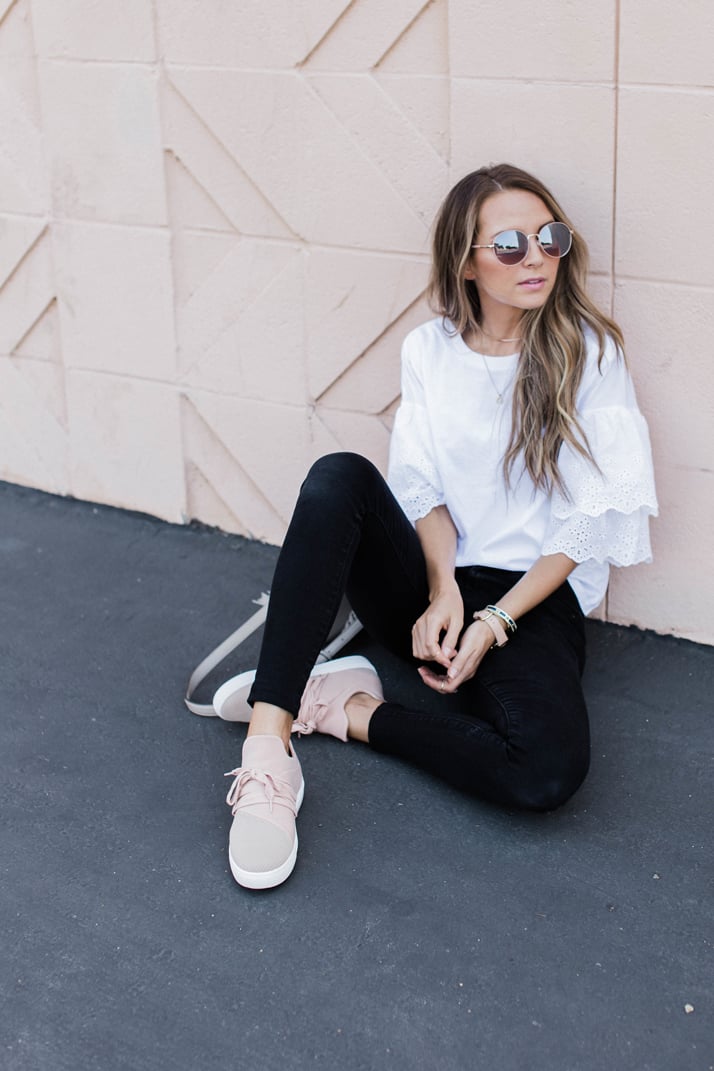 blush black and white casual outfit