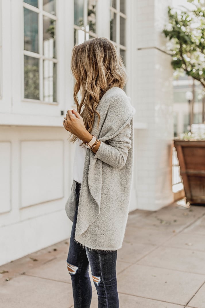 slouchy gray circle cardigan