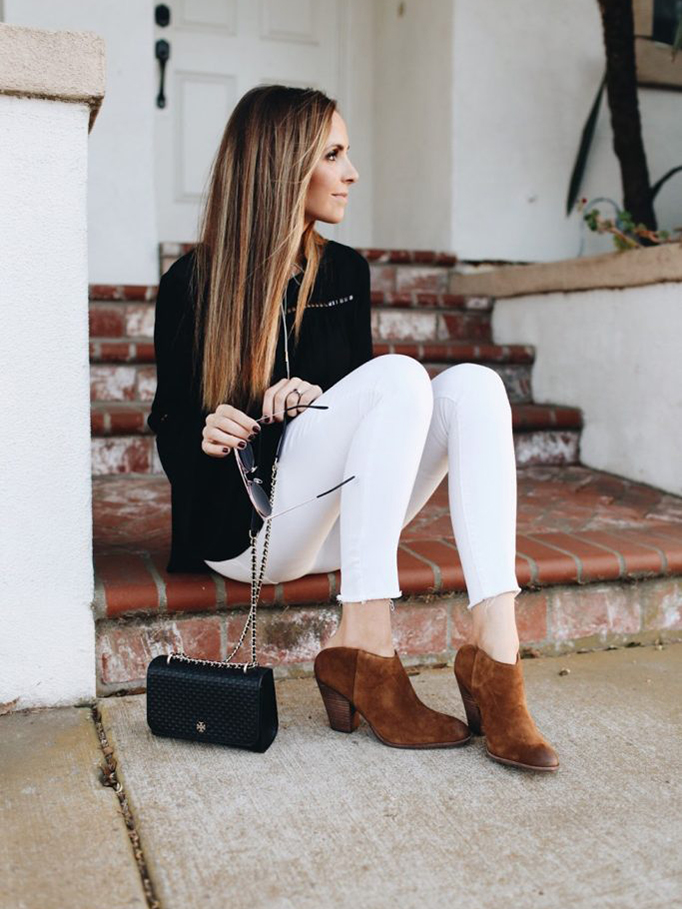 white jeans and black sweater | merricksart.com