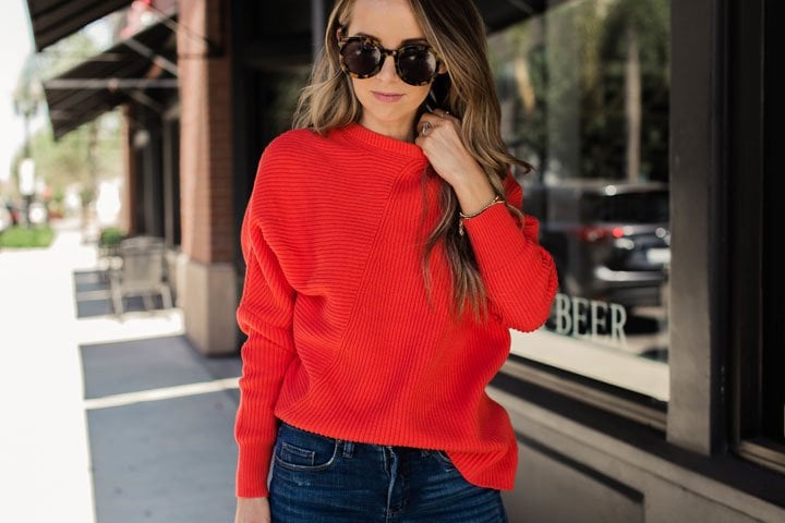 red free people sweater