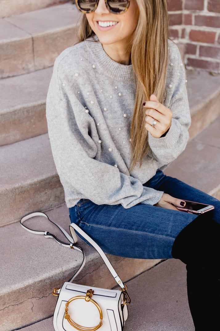 small white crossbody saddle bag