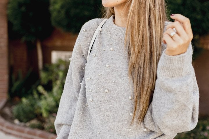 pearl embellished sweater