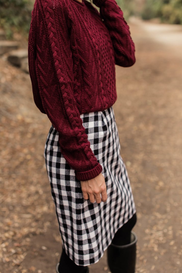 black and white and burgundy