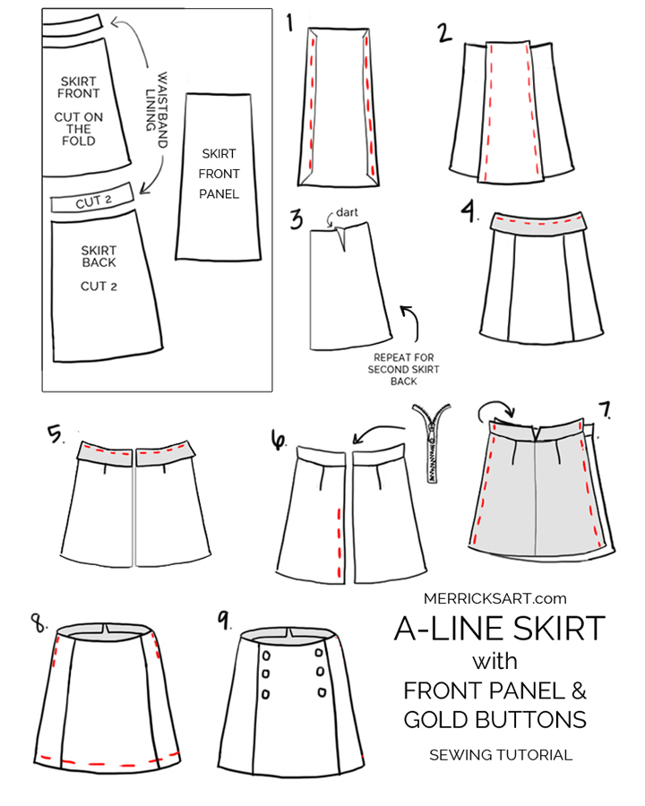 how to make a plaid skirt with gold buttons