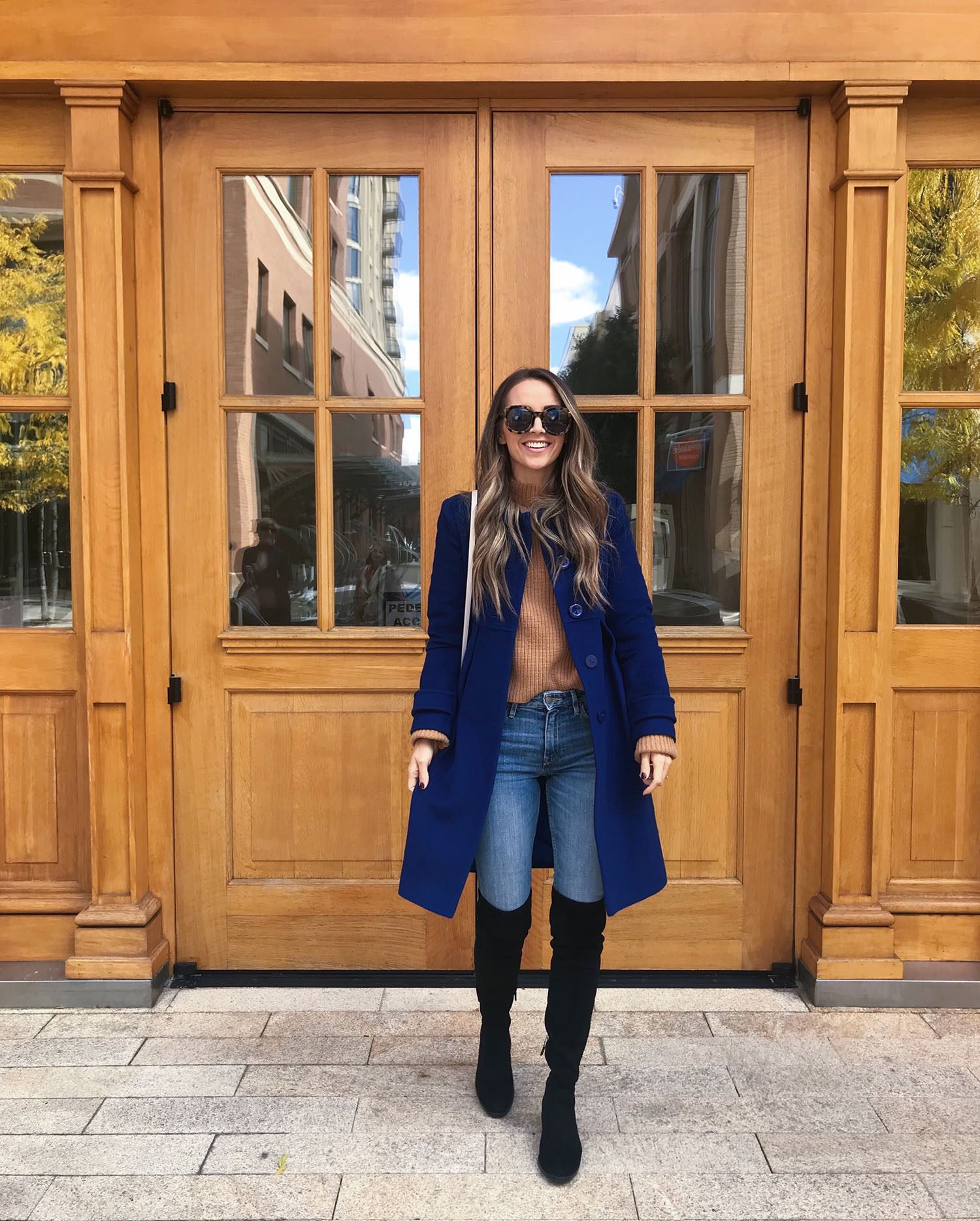 Layering shirts - how to layer blue coat and over the knee boots | merricksart.com