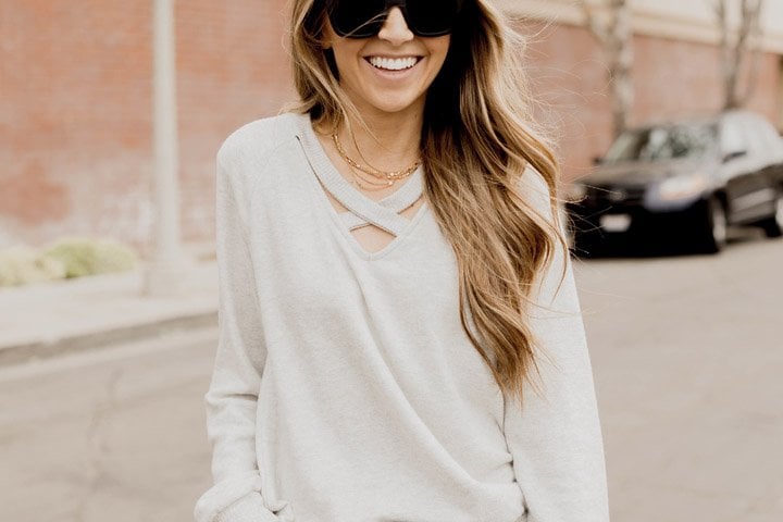 cross neck sweatshirt