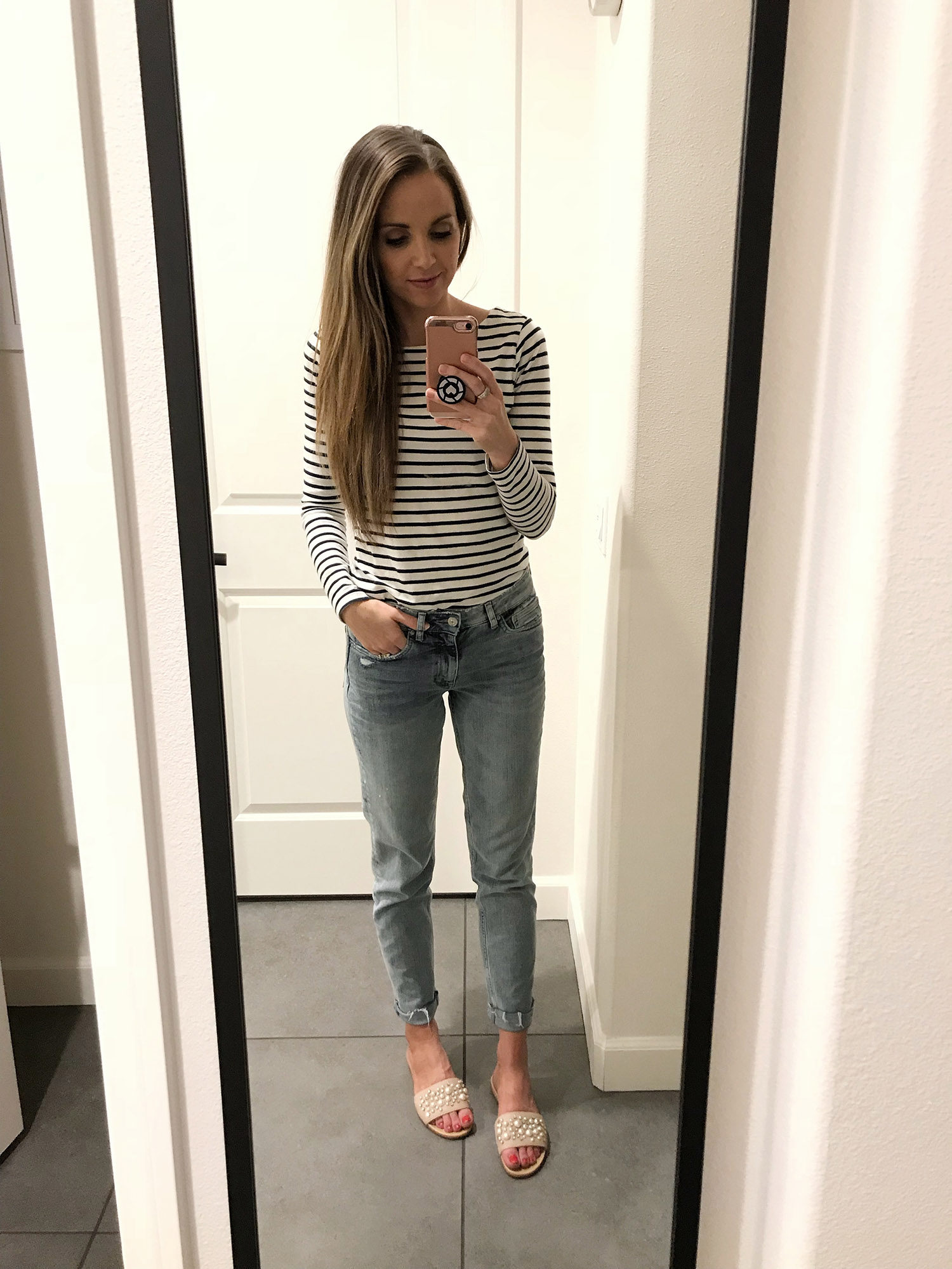 striped top and boyfriend jeans | merricksart.com