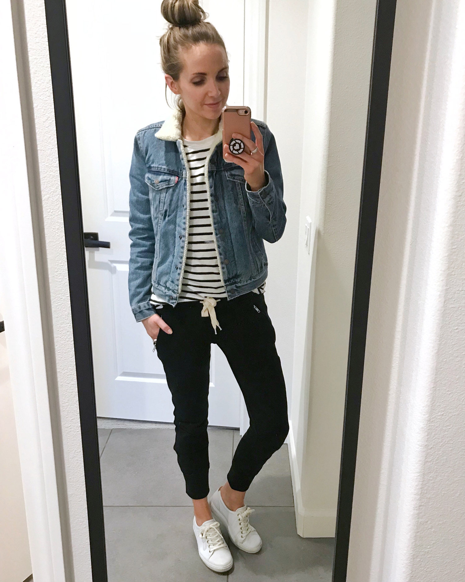 joggers and denim jacket | merricksart.com