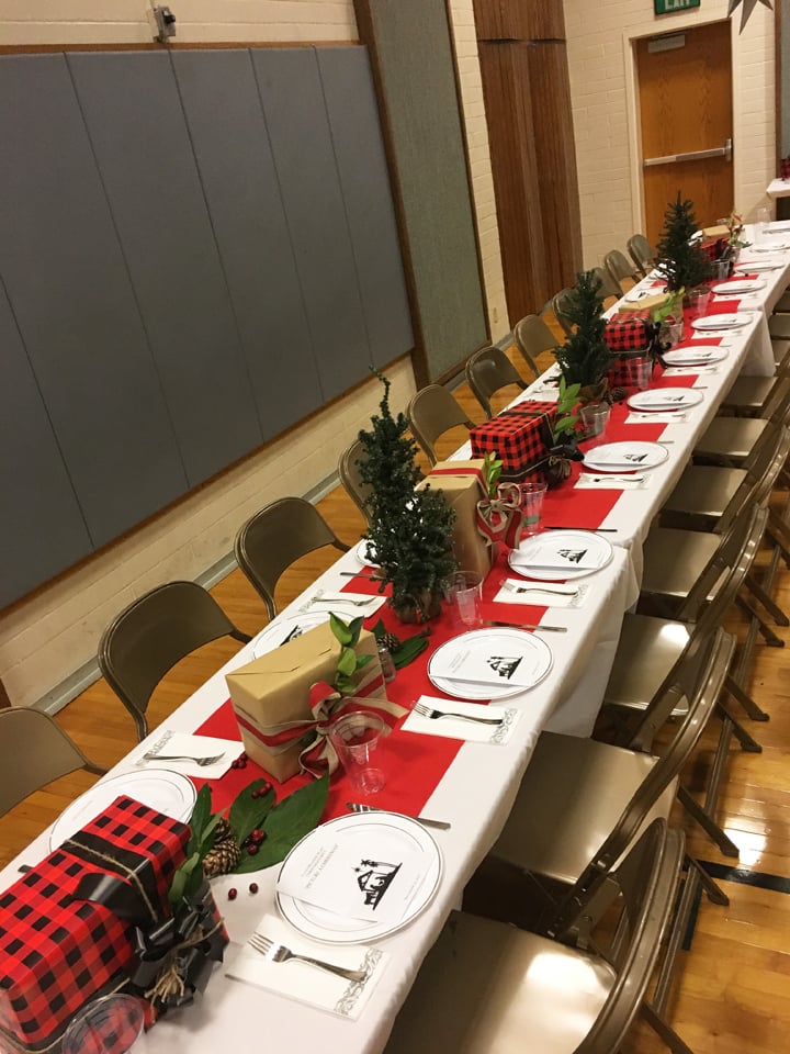red, green, and silver party decor for christmas