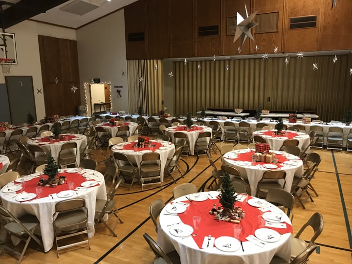 red and silver church decor
