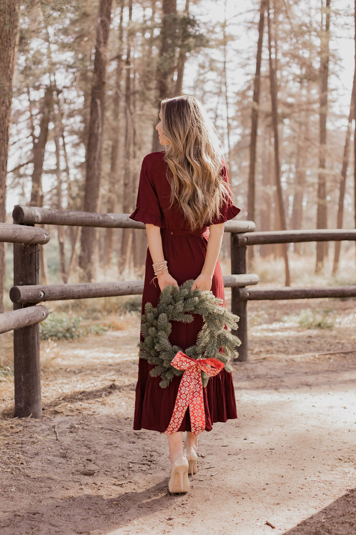 burgundy red and a holiday look