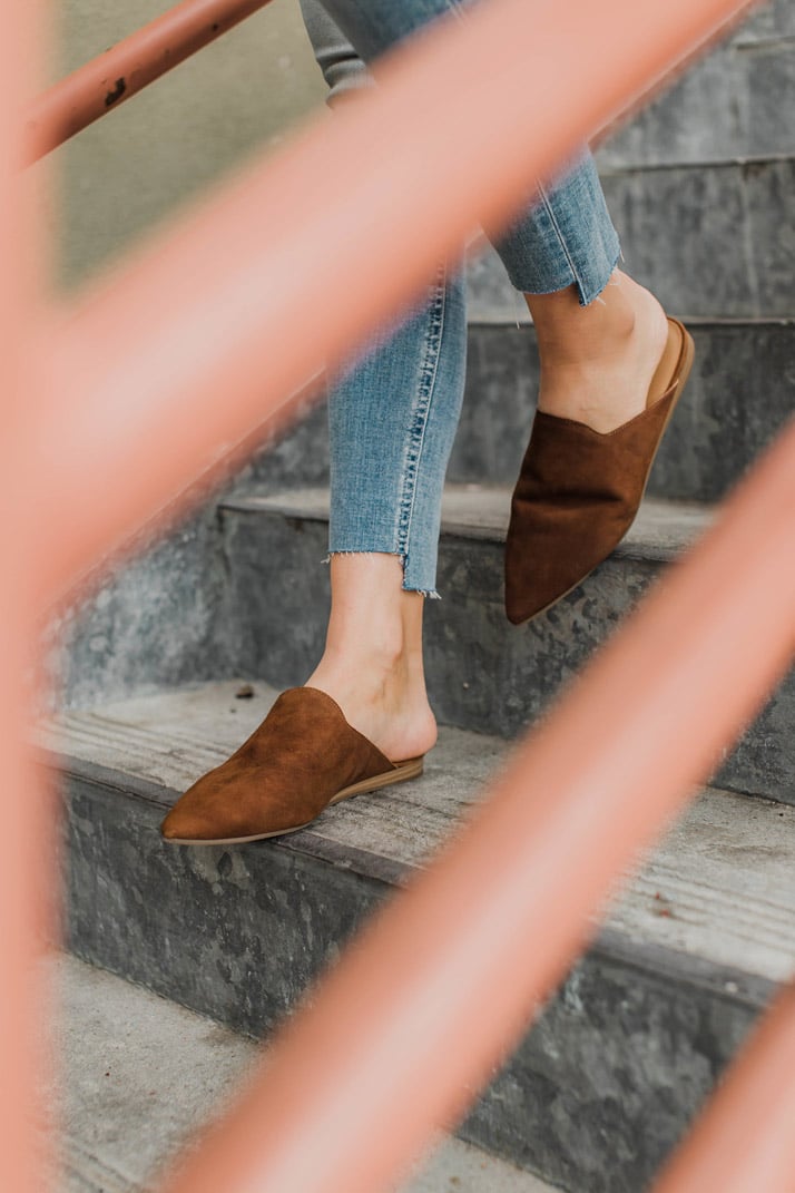 suede slide mules