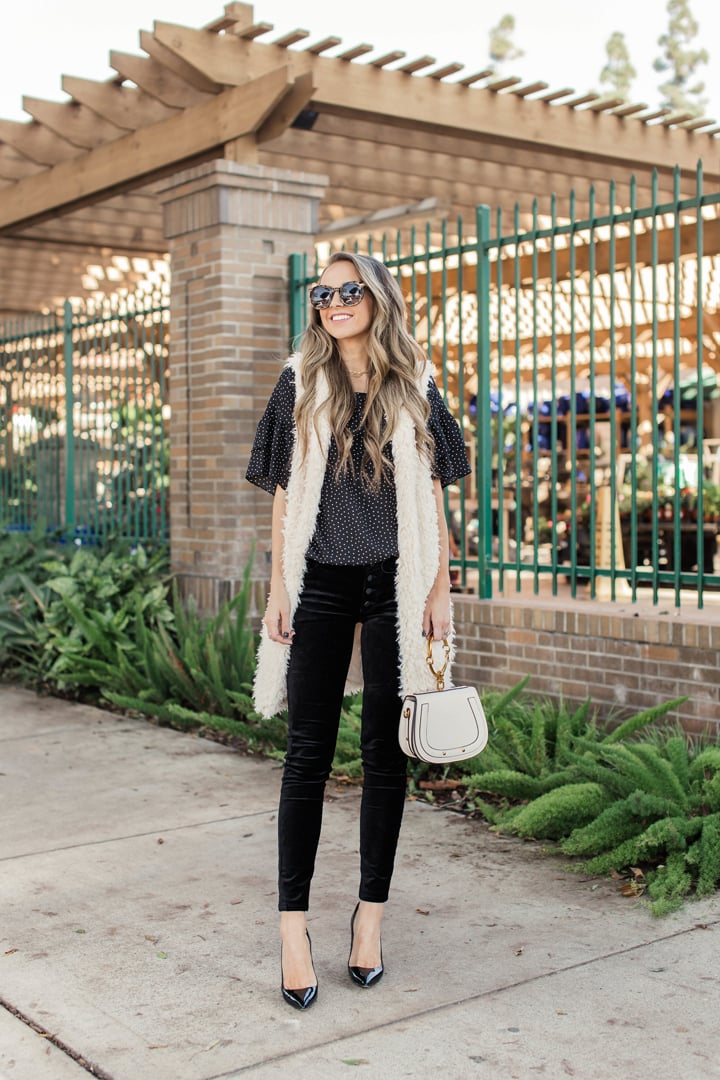 Fur Vest and Velvet Pants