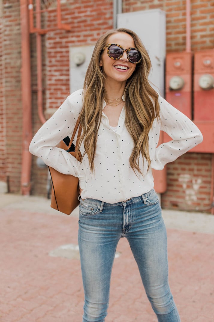 the cutest little polka dot blouse from Lucky Brand