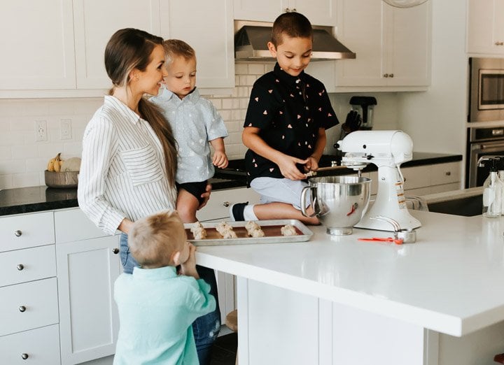 cooking in the kitchen with my boys