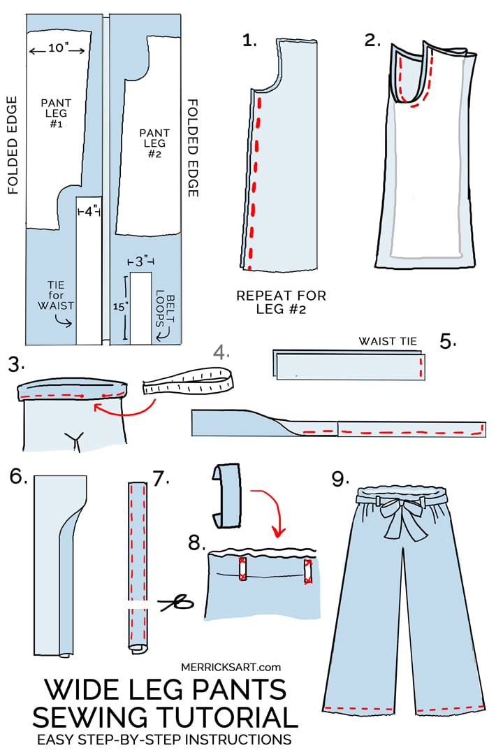 how to sew wide leg linen pants