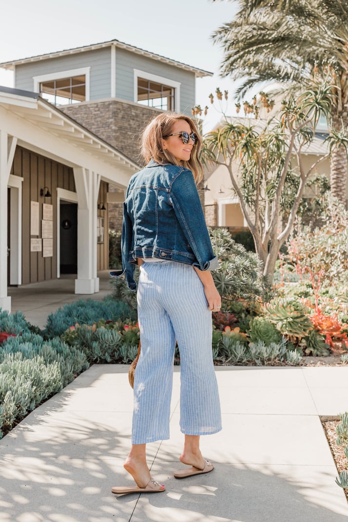 wide leg linen pants from the back